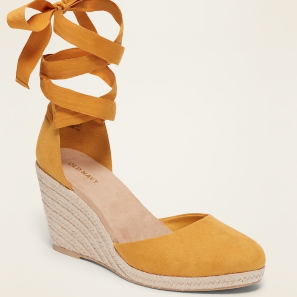 Suede Strappy Lace-Up Espadrille Wedge